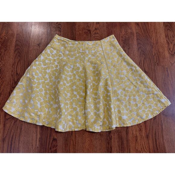 Anthropologie Corey Lynn Calter A-Line Skirt Yellow Silver Size 6 Elegant Chic - Picture 1 of 10
